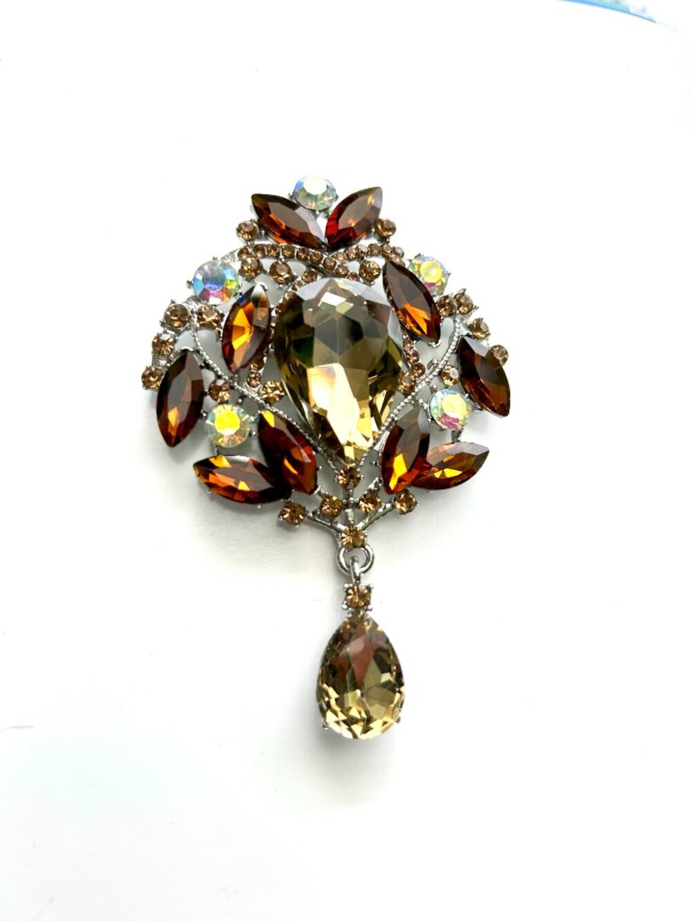 Aratta Gold-Tone Amber Crystal Brooch.
